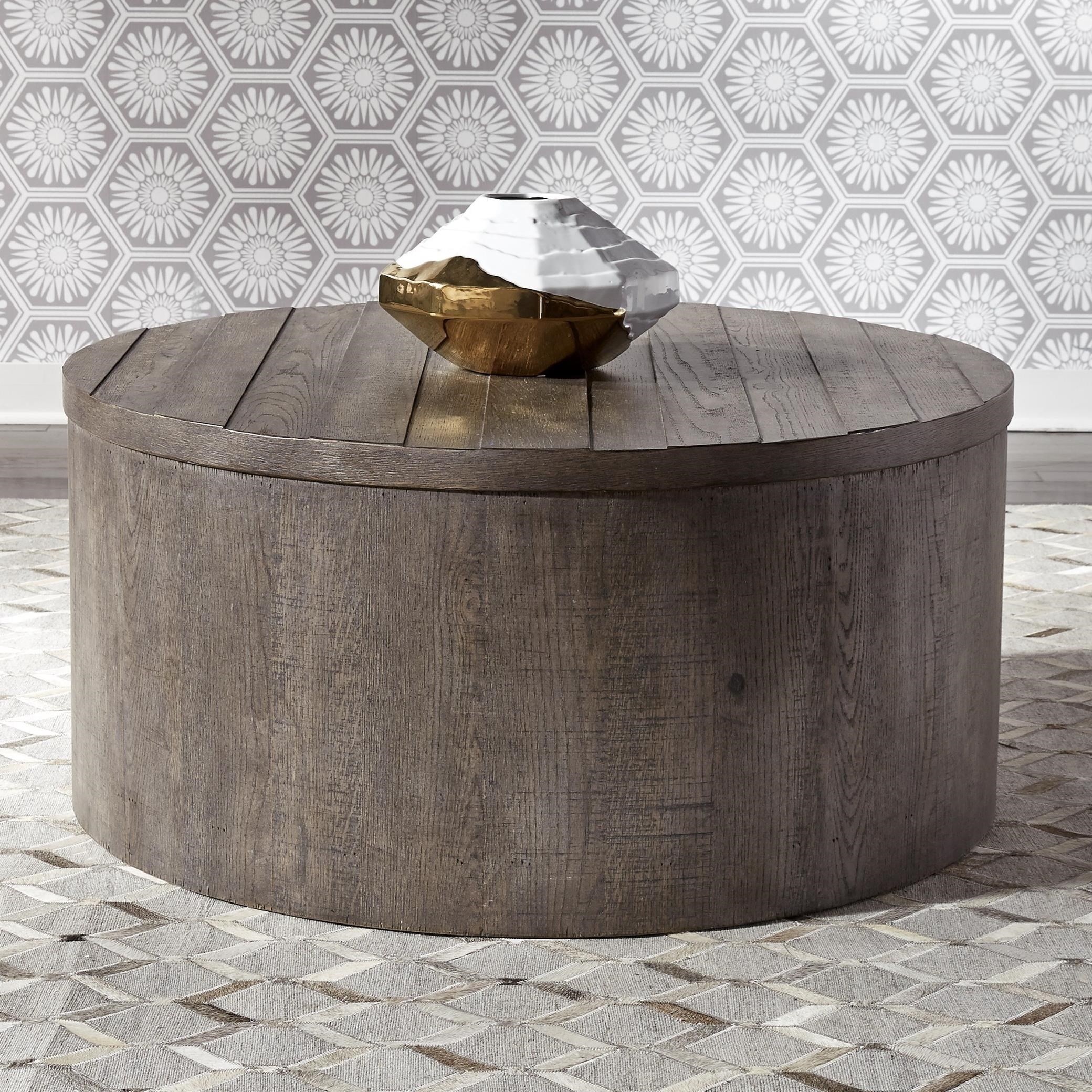 Liberty Furniture Modern Farmhouse Contemporary Round Drum Cocktail
